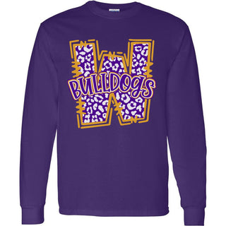 Wylie Bulldogs - Animal Print Letter Long Sleeve T-Shirt
