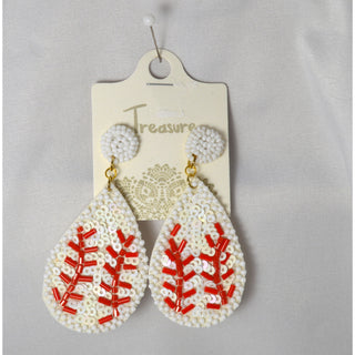 Baseball Seed Bead Earrings