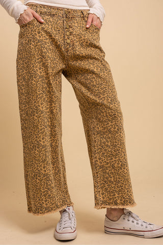 Leopard Frayed Pants