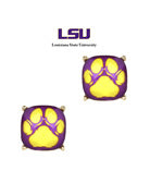 Purple with Gold Paw Stud Earrings