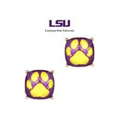 Purple with Gold Paw Stud Earrings
