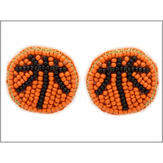 Basketball Stud Seed Bead Earrings