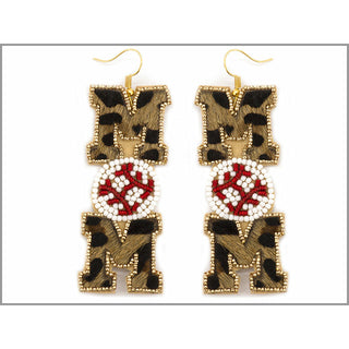 Baseball Mom Animal Print & Seed Bead Earrings