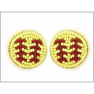 Softball Stud Seed Bead Earrings