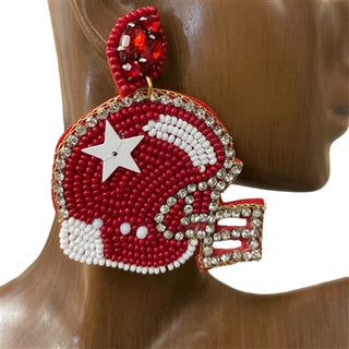 Football Helmet Seed Bead Earrings