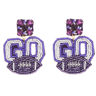 GO Football Seed Bead Earrings