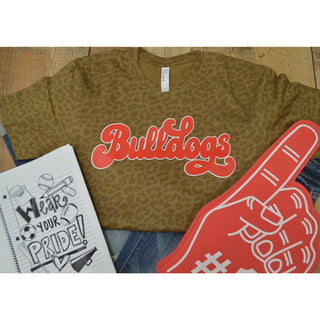 Bonham Bulldogs - Script with Animal Print T-Shirt