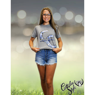 Cisco College Wranglers - Stitched Flowers T-Shirt