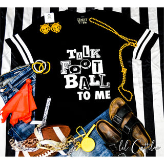 Talk Football To Me Striped Sleeve Tee