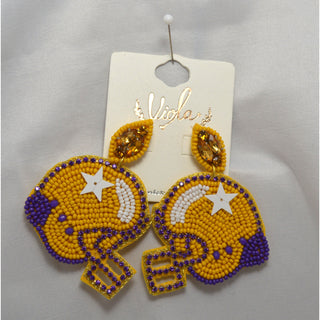 Football Helmet Seed Bead Earrings