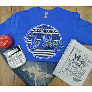 Stamford Bulldogs - Animal Print Stripe Circle T-Shirt