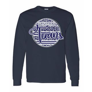 Thomas Texans - Animal Print Stripe Circle Long Sleeve T-Shirt