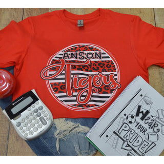 Anson Tigers - Animal Print Stripe Circle T-Shirt