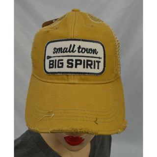 Small Town Big Spirit Distressed Mesh Cap