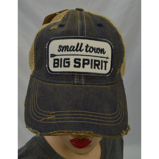 Small Town Big Spirit Distressed Mesh Cap