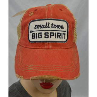 Small Town Big Spirit Distressed Mesh Cap