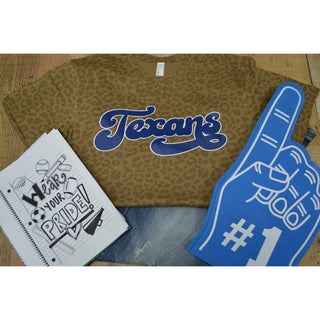 Thomas Texans - Script with Animal Print T-Shirt