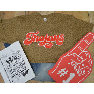 Taylor Trojans - Script with Animal Print T-Shirt