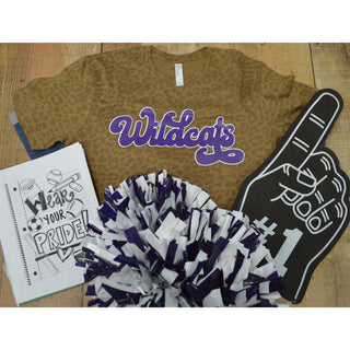 Abilene Christian University Wildcats - Script with Animal Print T-Shirt